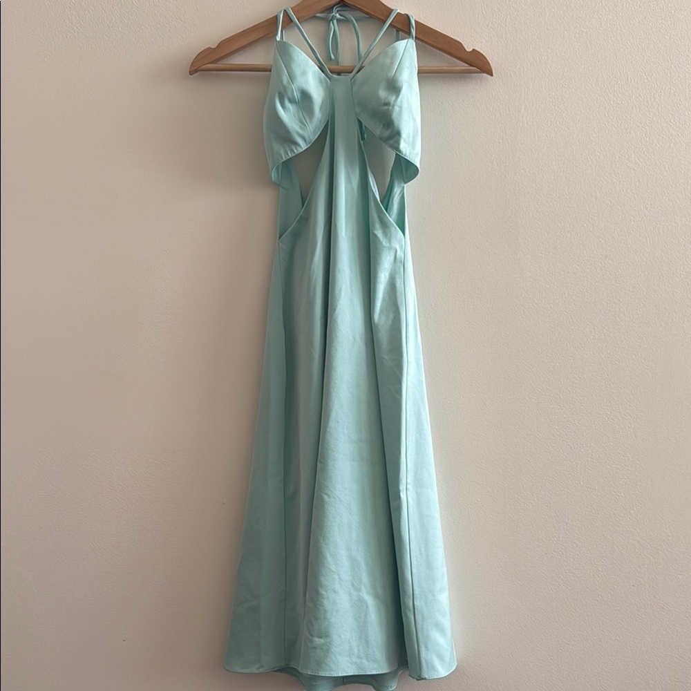 Sipos Green Sundress Spaghetti Strap Backless